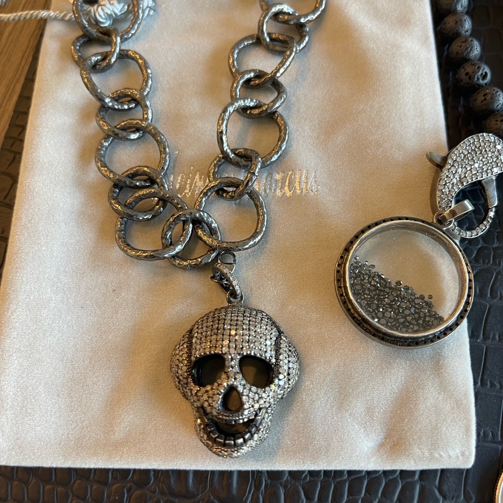 Pave Diamond Skull with Headphones Pendant